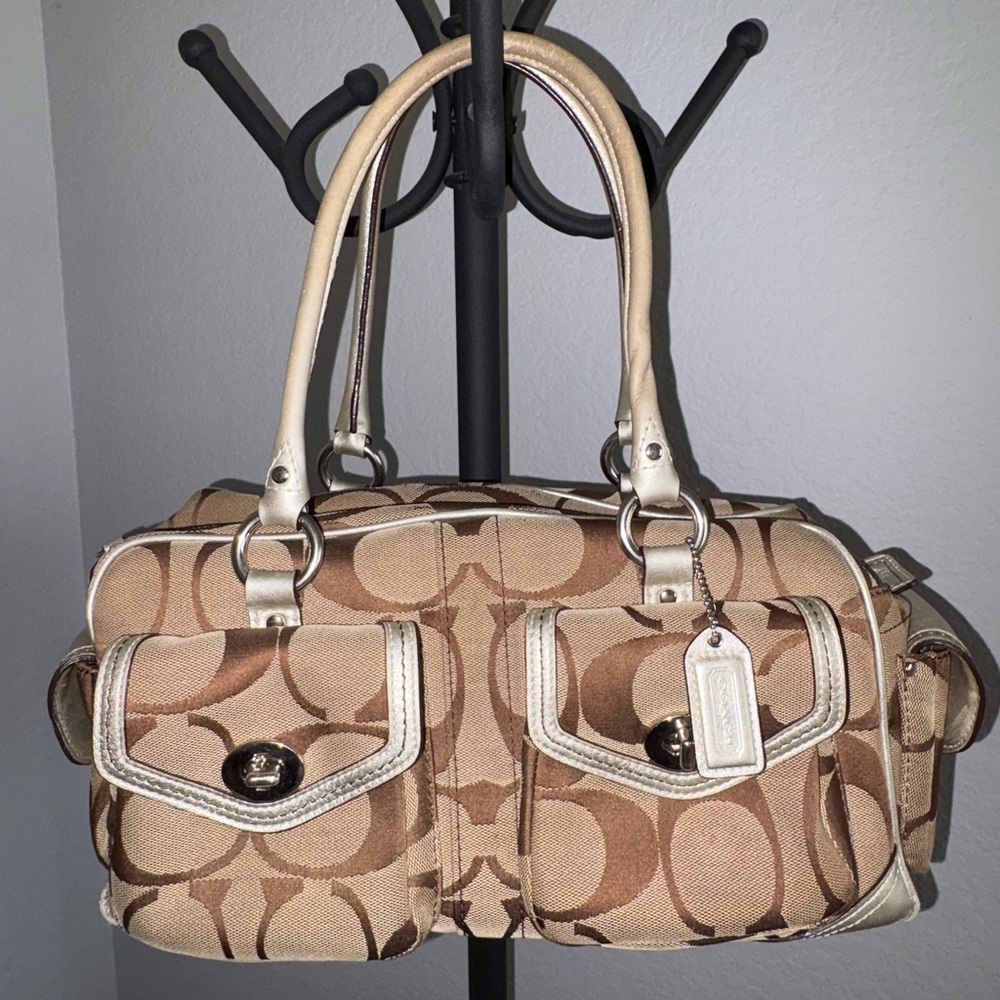 Coach Signature Gallery Multi Pocket Satchel Bag